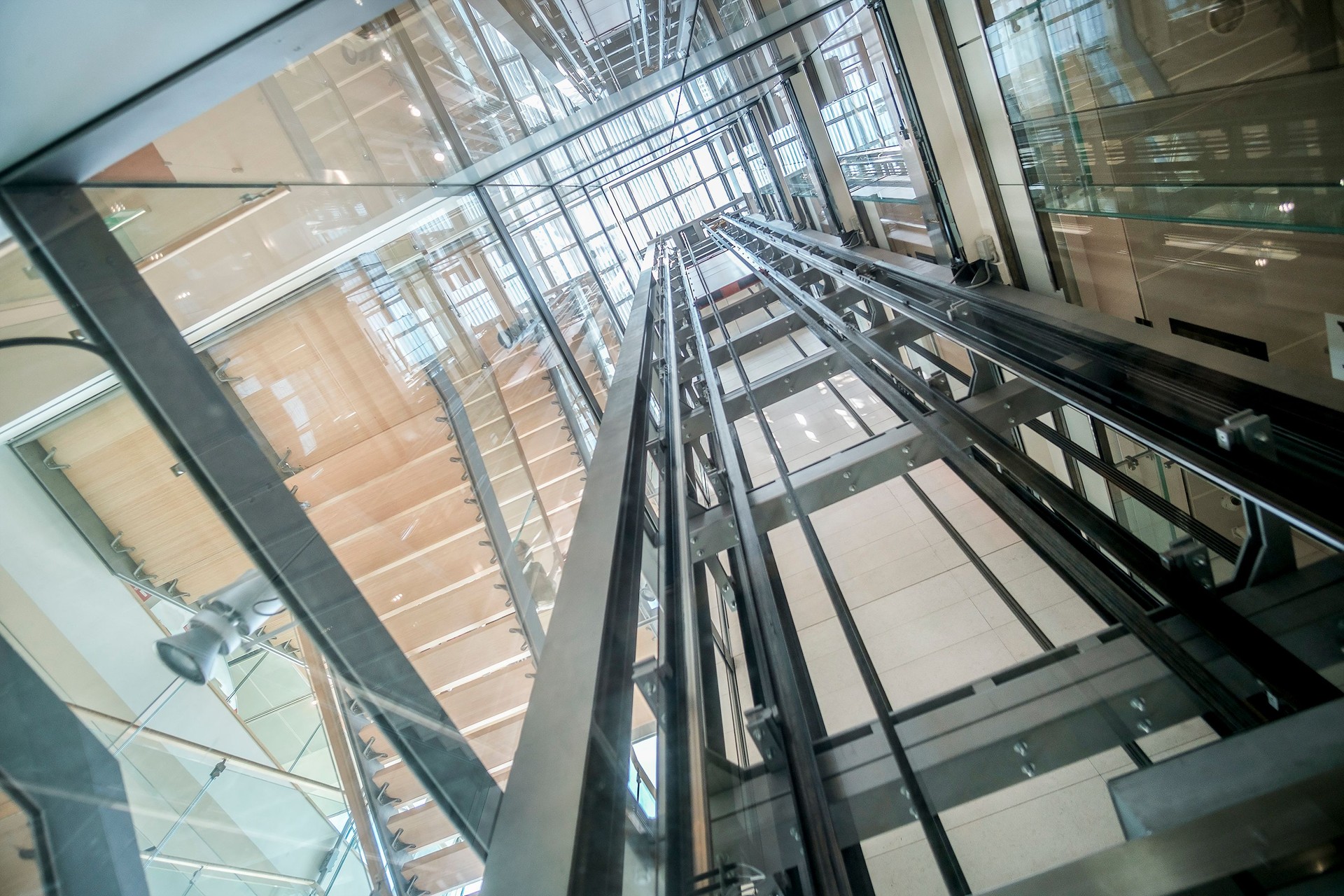 transparent lift modern elevator shaft glass building